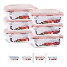 Conjunto 6 Potes Vidro Hermético Marmita Mantimentos 640ml Cor Variadas Foto mini 1