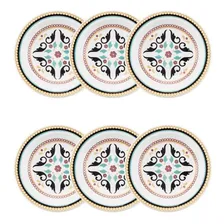 Conjunto 6 Pratos Fundos 23cm Floreal Luiza Oxford Cor Branco E Preto Foto mini 4