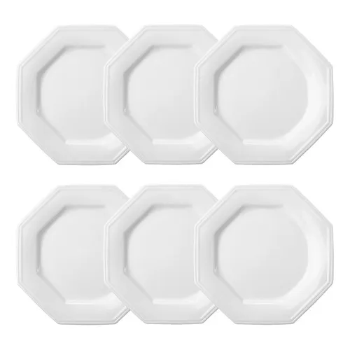 Conjunto 6 Pratos Rasos Prisma Porcelana 1a Linha - Schmidt Foto 1