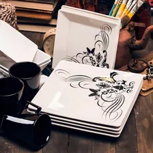 Conjunto 6 Pratos Sobremesa Quartier Tattoo Oxford Porcelana Foto mini  3