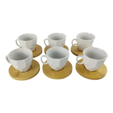 Conjunto 6 Xícaras Café Porcelana C/ Pires Bambu 90ml Foto mini 4