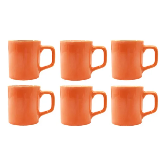Conjunto 6 Xícaras Para Café Porcelana 80ml Laranja Expresso Foto 1