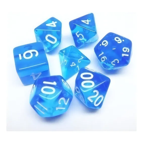 Conjunto 7 Dados TranslĂșcidos Rpg Azul Cor Azul-translucido Foto 1