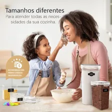 Conjunto 7 Pçs Herméticos Empilhavel Tampa Cor Transparente Cor Branco Foto mini 4