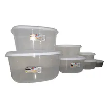 Conjunto 7 Potes Quadrados Para Guardar Alimentos Cor Branco Foto mini 1