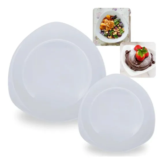 Conjunto 8 Pratos Sobremesa + 8 Pratos Rasos Triangulares Foto 1