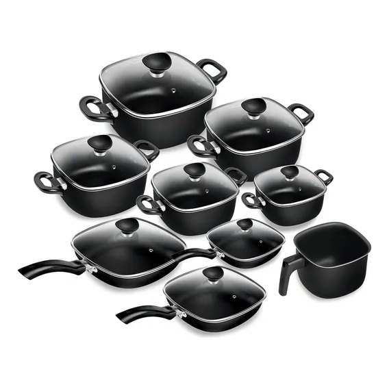 Conjunto 9 Peças Patolux Antiaderente Preto Foto 1