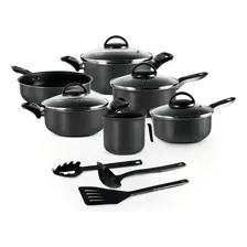 Conjunto 9 Peças Preto Elegan Firenze Teflon Antiaderente Tampa De Vidro Foto mini 1