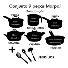 Conjunto 9 Peças Preto Elegan Firenze Teflon Antiaderente Tampa De Vidro Foto mini 3