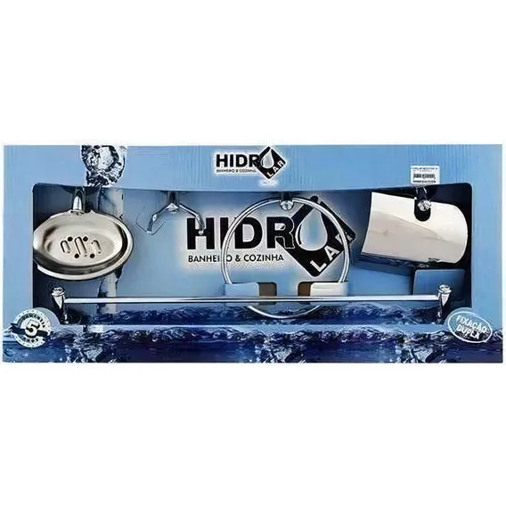 Conjunto Acessórios Acabamento Hidrolar Banheiro 5p Inox Cor Prateado Foto 1
