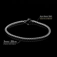 Conjunto Aço Corrente Pulseira Masculino Cruz J-1366 Prata Foto mini 4
