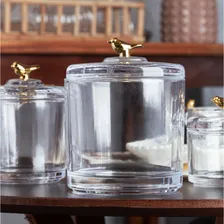Conjunto Açucareiro Com Pote Potiche Cristal 12cm Bird Gold Foto mini 2