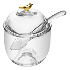 Conjunto Açucareiro Com Pote Potiche Cristal 12cm Bird Gold Foto mini 3