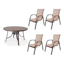 Conjunto AlumÃnio Mesa Redonda Ripada 120cm Porto Rico E Wt Foto mini 1