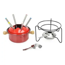 Conjunto Aparelho Para Fondue Inox Vermelho 10 Peças Foto mini 2