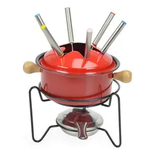 Conjunto Aparelho Para Fondue Inox Vermelho 10 Peças Foto mini 1
