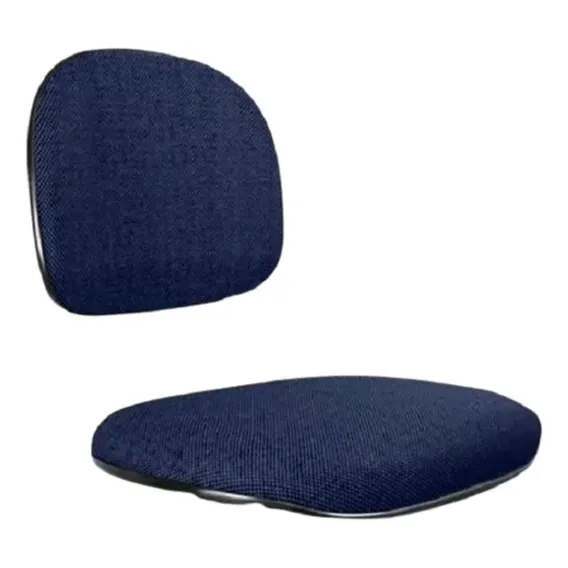 Conjunto Assento E Encosto Para Cadeira Secretária Tecido Cor Azul Com Preto Foto 1