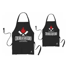 Conjunto Avental Churrasqueiros Pai E Filho Churrasco Kit Cor Preto Desenho Do Tecido Churrasqueiro Foto mini 1