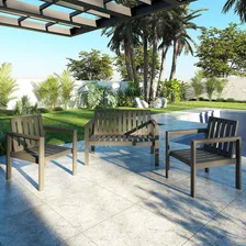 Conjunto Banco 2 Lugares E Poltronas Madeira Maciça Wt Foto mini 1