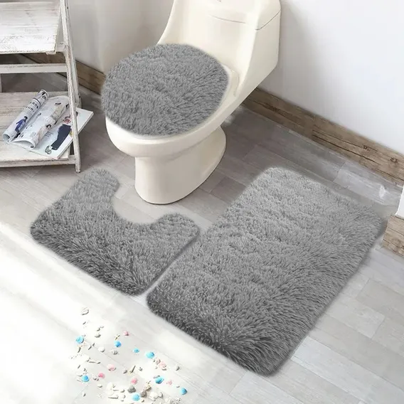 Conjunto Banheiro 3 Peças Cinza Jogo Banheiro Luxuoso Foto 1