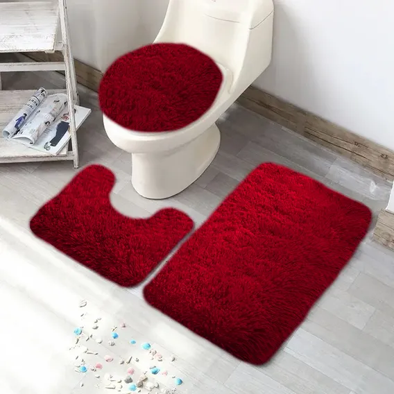 Conjunto Banheiro 3 Peças Vermelho Jogo Banheiro Luxuoso Foto 1