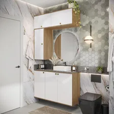 Conjunto Banheiro Kappesberg Celeste 4 Pçs Ng/branco 120cm Foto  mini 1