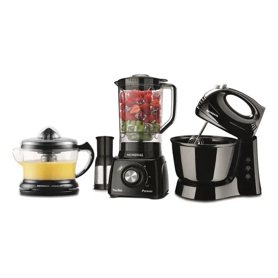 Conjunto Batedeira Liquidificador Espremedor Mondial 220v Cor Preto Foto 1