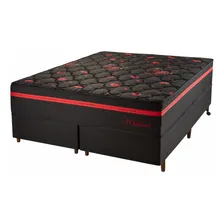 Conjunto Box E Colchão Queen Size Montana - Preto/vermelho Foto mini 1