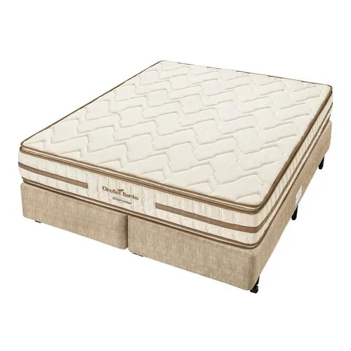Conjunto Box King Espuma D33 Clinoflex Bambu 193x203x61cm Cor Bege Foto 1
