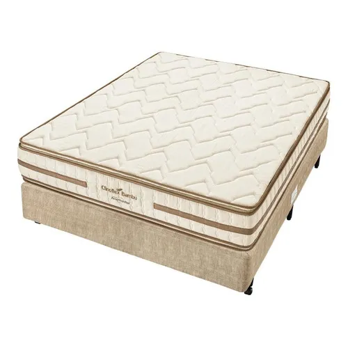 Conjunto Box Viuva Espuma D33 Clinoflex Bambu 128x188x61cm Cor Bege Foto 1