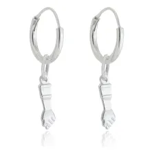 Conjunto Brinco Argola Com Pingente Figa Em Prata 925 Foto  mini 1