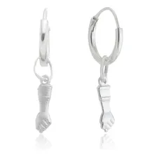 Conjunto Brinco Argola Com Pingente Figa Em Prata 925 Foto mini  2