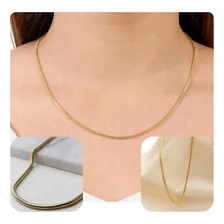 Conjunto Brinco Pequeno De Argola E Colar Feminino Banhado Foto mini 2