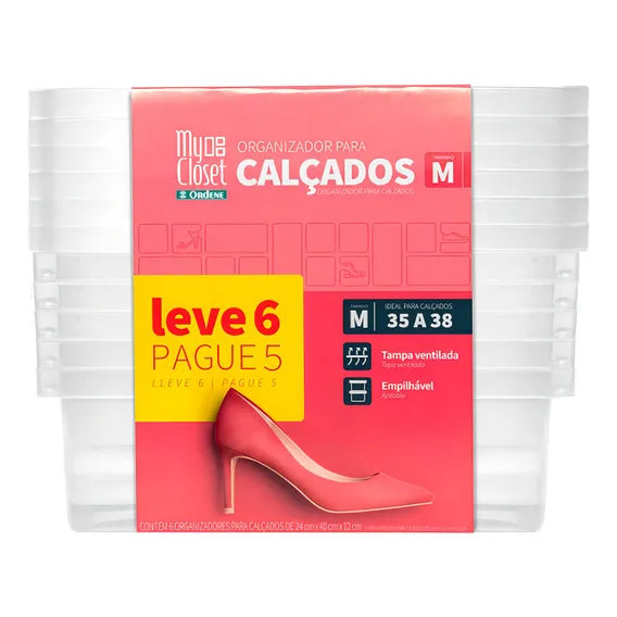 Conjunto Caixa De Sapato Leve 6 E Pague 5 Ordene Cor Cristal Liso Foto 1