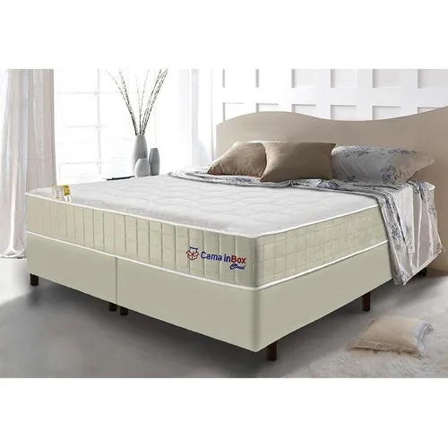 Conjunto cama box king com molas ensacadas Cama inBox Conjunto Cloud bege 193x203x67 Foto 1