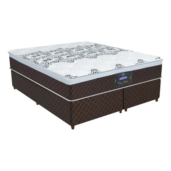Conjunto Cama Box King Molas New York Gazin 193x203 Cor Marrom Foto 1