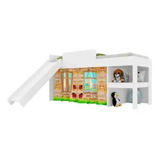 Conjunto Cama Playground 90 Com Escorregador E Baú Branco Foto  mini 1