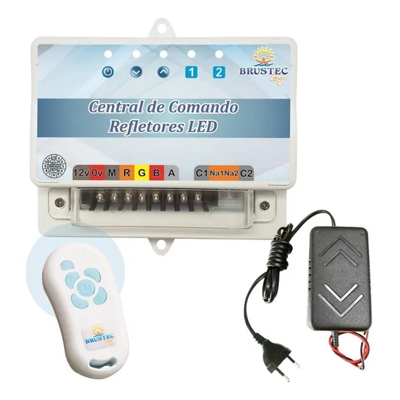 Conjunto Central Comando Rítmica Iluminação Piscina Led Rgb Foto 1