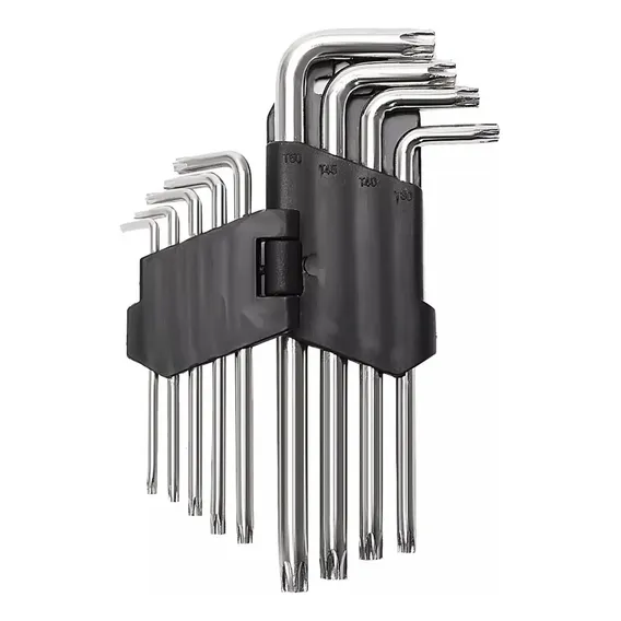Conjunto Chaves Torx Aço Cromo Vanadio 9 Peças T10 A T50 Cor Prateado Foto 1