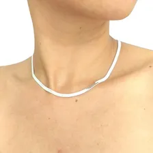 Conjunto Choker Pulseira Fita Laminada Malha Folheado Prata Cor Prateado Foto mini 4