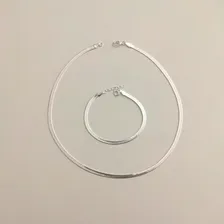 Conjunto Choker Pulseira Fita Laminada Malha Folheado Prata Cor Prateado Foto mini 2