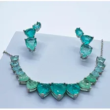 Conjunto Choker Semijoias Corações Fusion Tons De Verde Luxo Foto mini  3