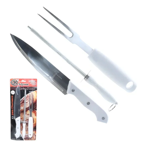 Conjunto Churrasqueiro Churrasco Faca Garfo Chaira Cozinha Foto 1