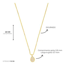 Conjunto Colar Brinco Gota Cristal Banho Ouro 18k Feminino Foto mini 4