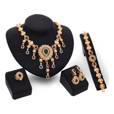 Conjunto Colar Brinco Pulseira Anel Dourado Indiano Luxo Foto mini 1