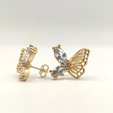 Conjunto Colar E Brinco Borboleta Zirconia Ouro 18k Foto mini 3