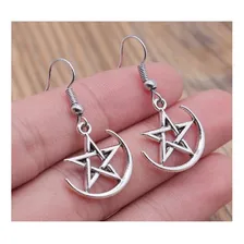 Conjunto Colar E Brinco Pentagrama Prateado Pequeno Delicado Foto mini  2
