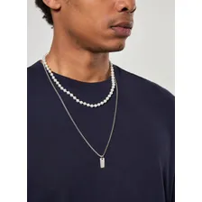 Conjunto Colar Pérolas Artificiais E Corrente Foto mini 3