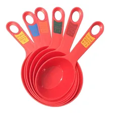 Conjunto Colher Colheres Medidora C/ 6 Pcs Plastico Vermelho Foto mini 3