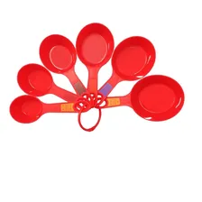 Conjunto Colher Colheres Medidora C/ 6 Pcs Plastico Vermelho Foto mini 1